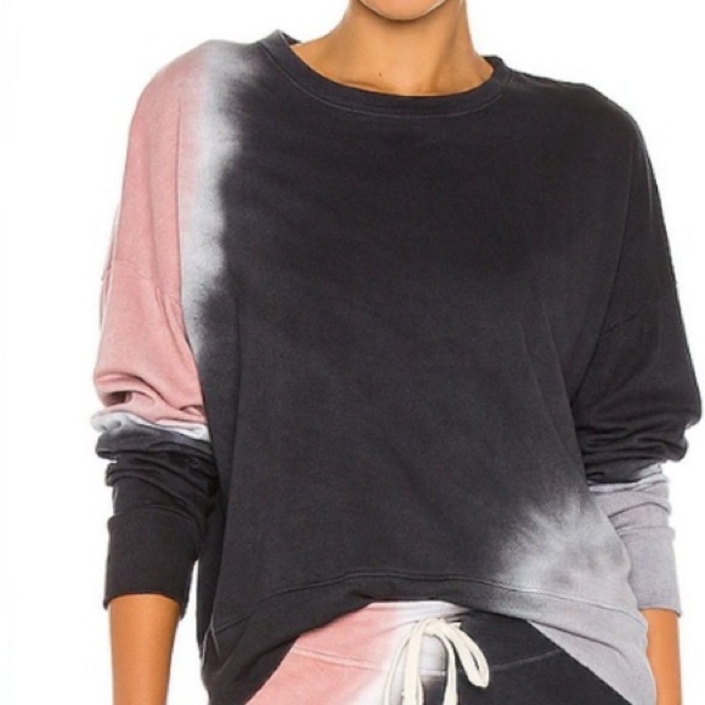 Sundry Terry Oversized Sweatshirt Charcoal and White Ombre Top